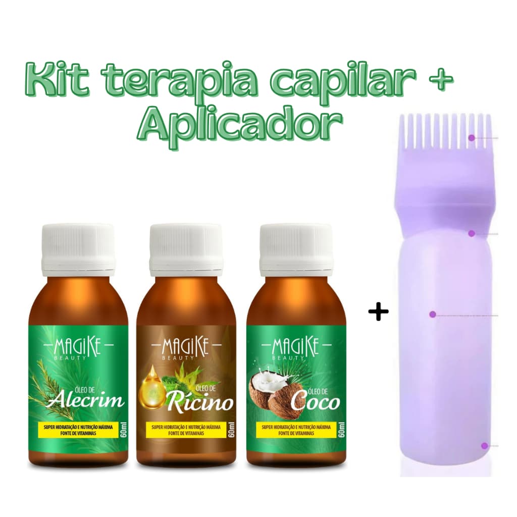 Kit Terapia Capilar Misturinha Magike Óleo de Coco + Rícino + Alecrim 60ml + Pipetas 100%natural