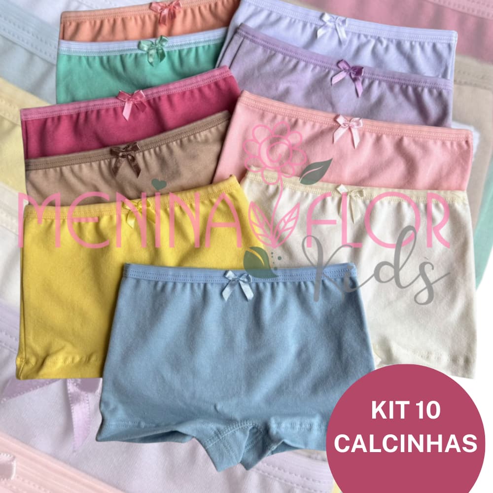 Calcinha Infantil Box Cotton Algodão | Kit com 10 Unidades Conforto Premium