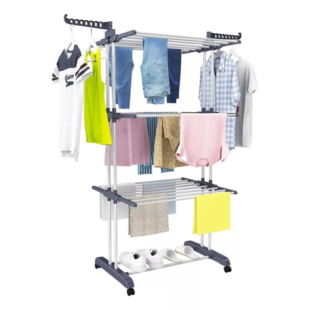 Varal Chão 3 Andares Roupa 4 Rodas Dobrável Reforço Retrátil ENVIO IMEDIATO