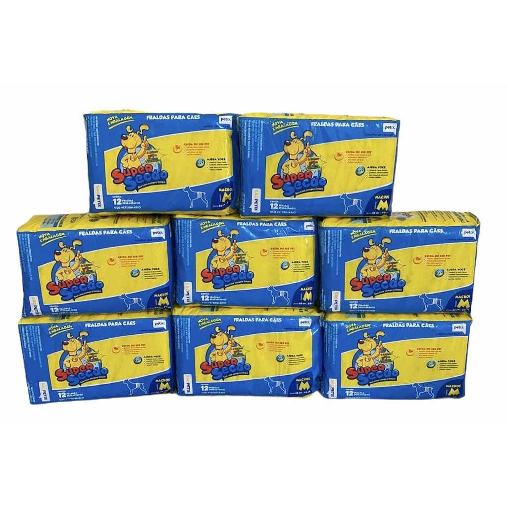 8 Pacotes Fraldas Super Secão Pet Descartável para Macho M 96 Un Total