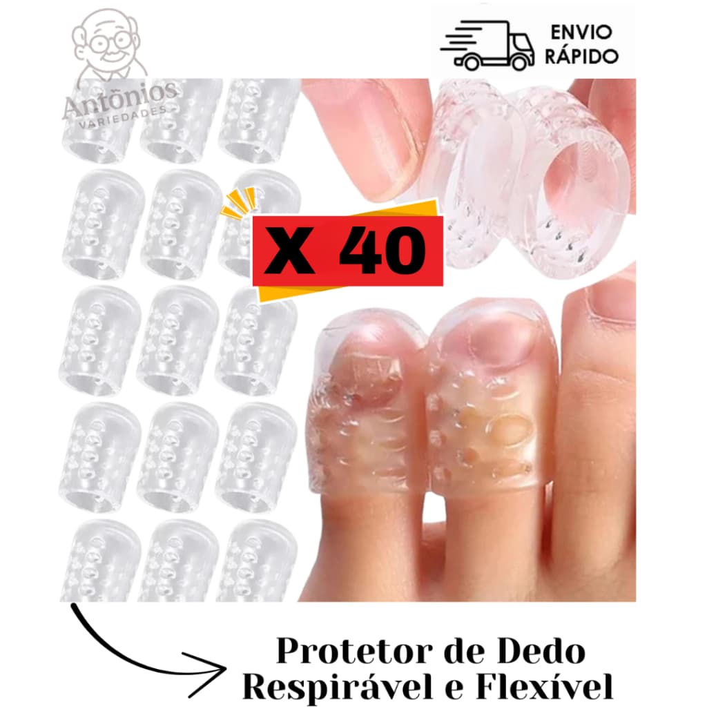 Kit 40 Protetor de Dedo em Silicone p/ Calos Unhas Encravadas Dedeira Alívio para os Pés Anti Odor