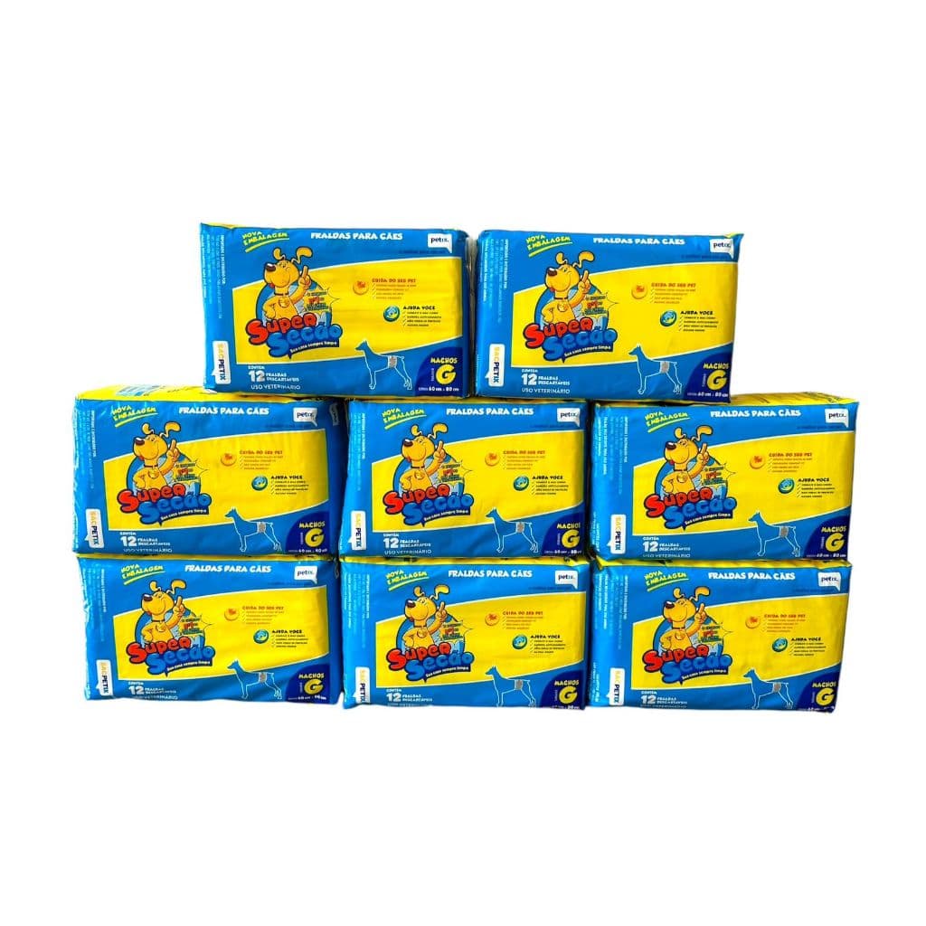 8 Pacotes Fralda Super Secão Descartável para Macho G 96 Un para Cachorro