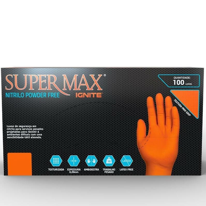 LUVA LARANJA PARA MECANICO JARDINEIRO PRODUTOS QUIMICOS SUPERMAX IGNITE