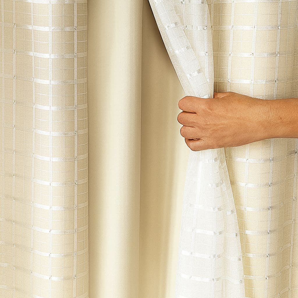 Cortina 4,00x2,80 Forro Microfibra C /voil Xadrez P/ Varão