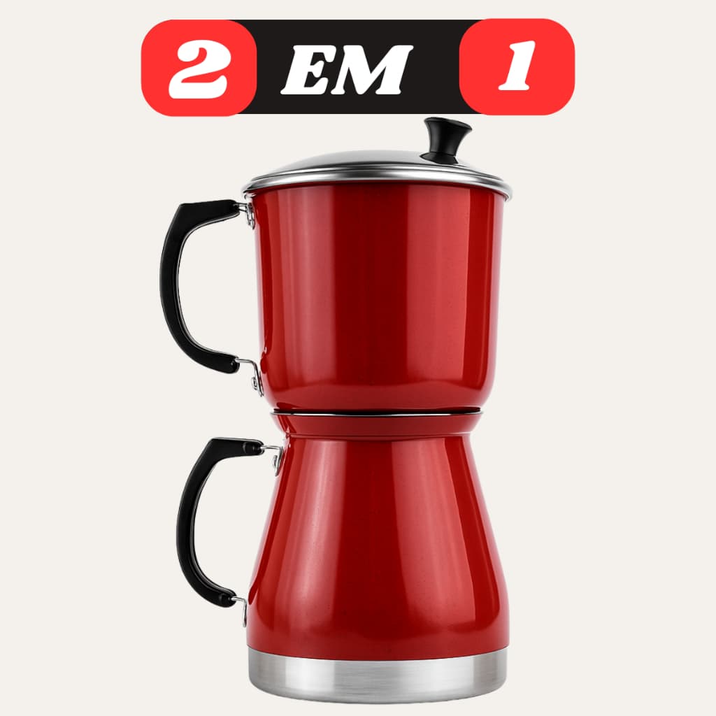 Cafeteira Italiana 2 em 1 Econômica Alumínio Manual 1,5 Litros Café cha Leite