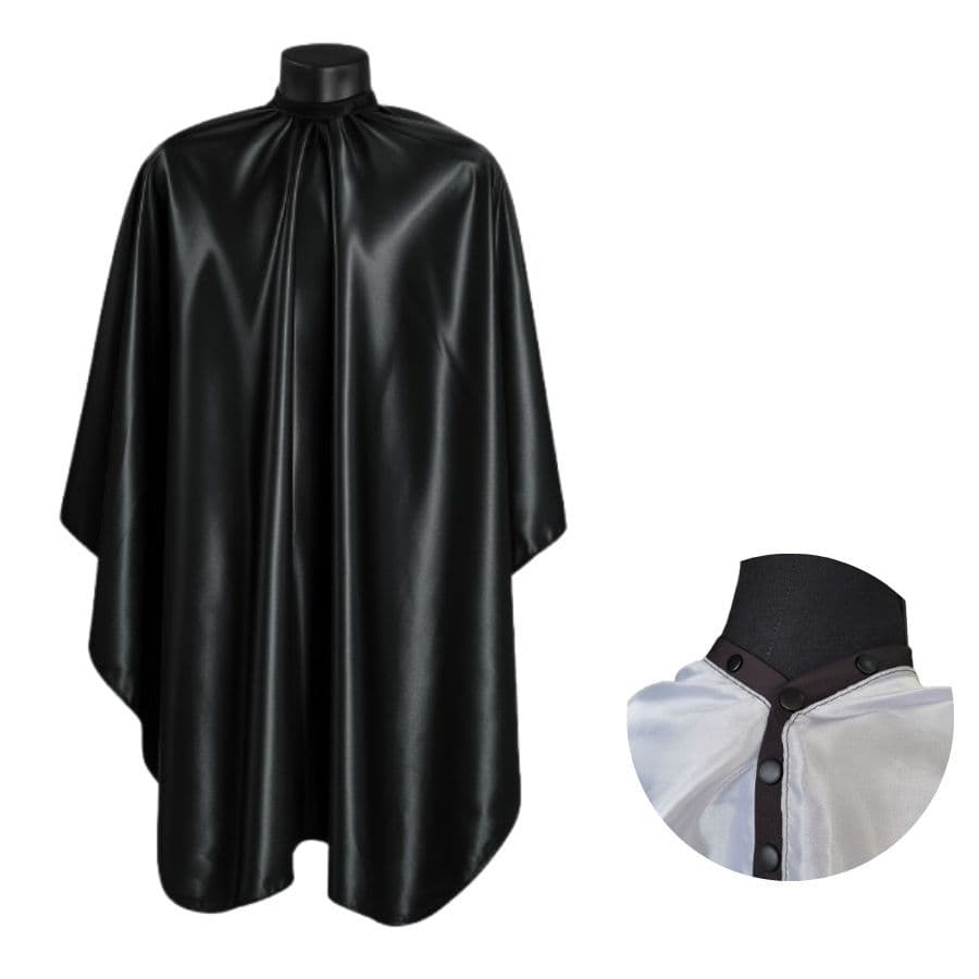 Capa de Corte Barbeiro Fecho em Botão Cetim Cabeleireiro Barbershop