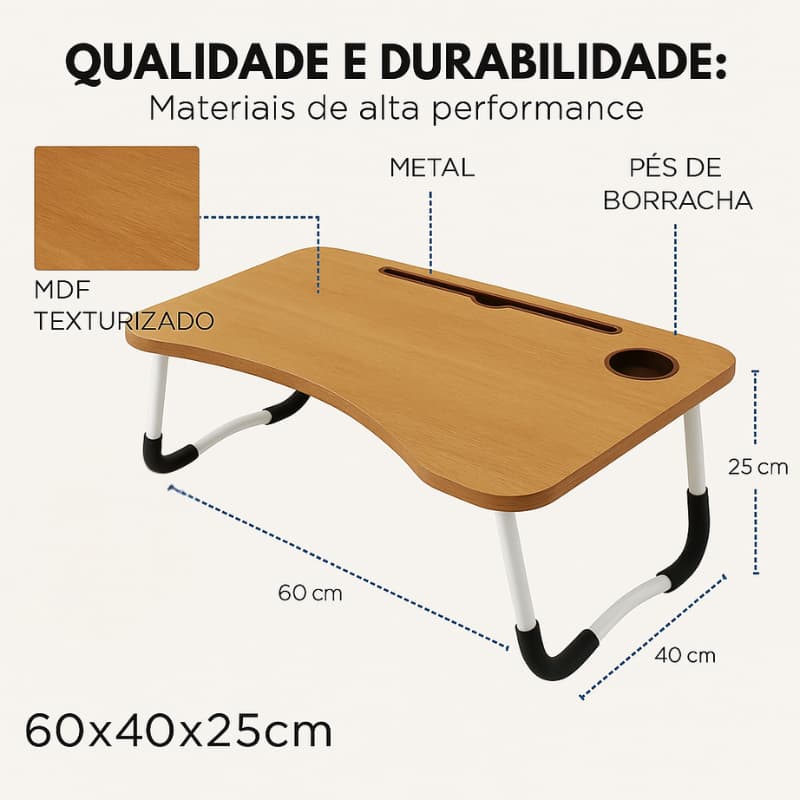 Mesa Multiuso Dobrável Notebook Tablet Estudo Refeição Portátil