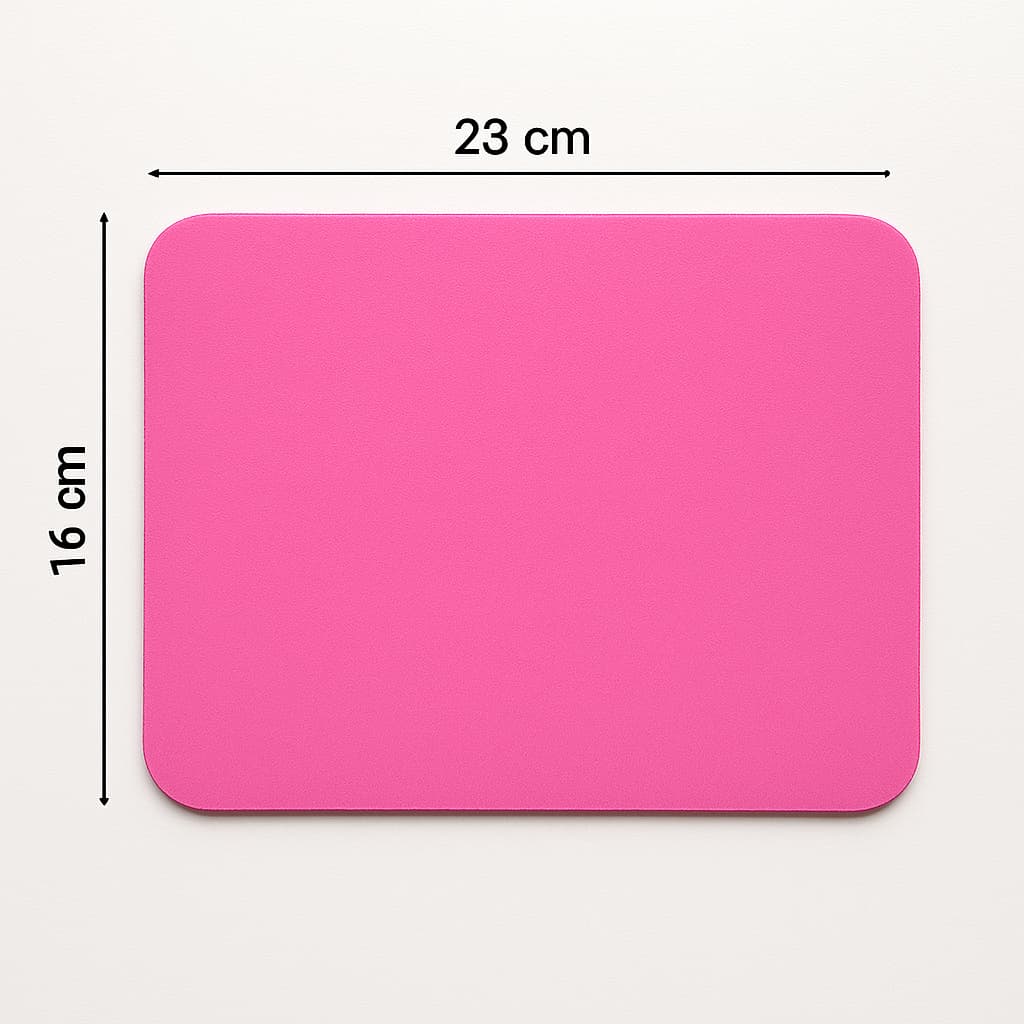 Mouse Pad Rosa 23x16cm com Base Antiderrapante e Superfície Lisa para Escritório, Estudo e Uso Diário