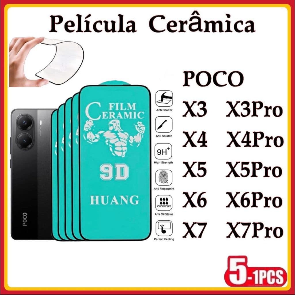 Película Cerâmica 9D 3D XIAOMI REDMI Gel Hidrogel POCO X3 X3PRO X4 X4PRO X5 X5PRO X6 X6PRO X7 X7PRO