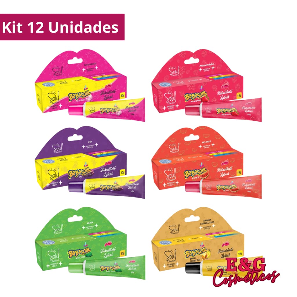 Kit 12 Unidades Hidratante Labial Babasoul Cheirinho de Chiclete Soul Cosméticos