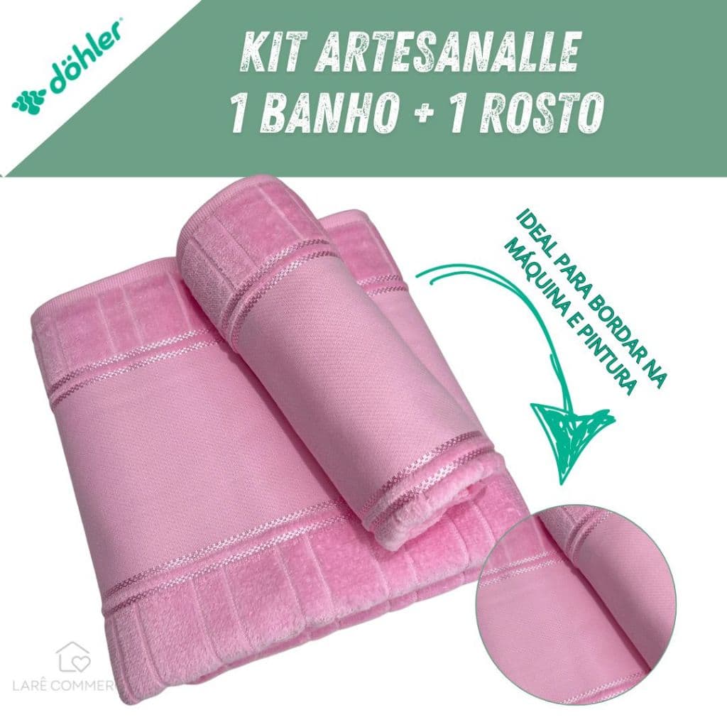 Jogo de Toalhas Artesanalle Dohler / 1Banho + 1Rosto / Ideal para Pintura e Bordado em Máquina