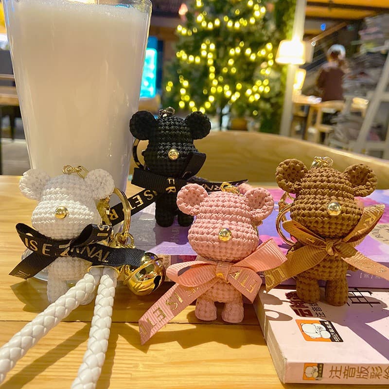 Preço Lindo Chaveiro de Urso Fofo - Pingente de Bolsa de Casal de Resina | Acessórios para Chaveiros de Desenho Animado