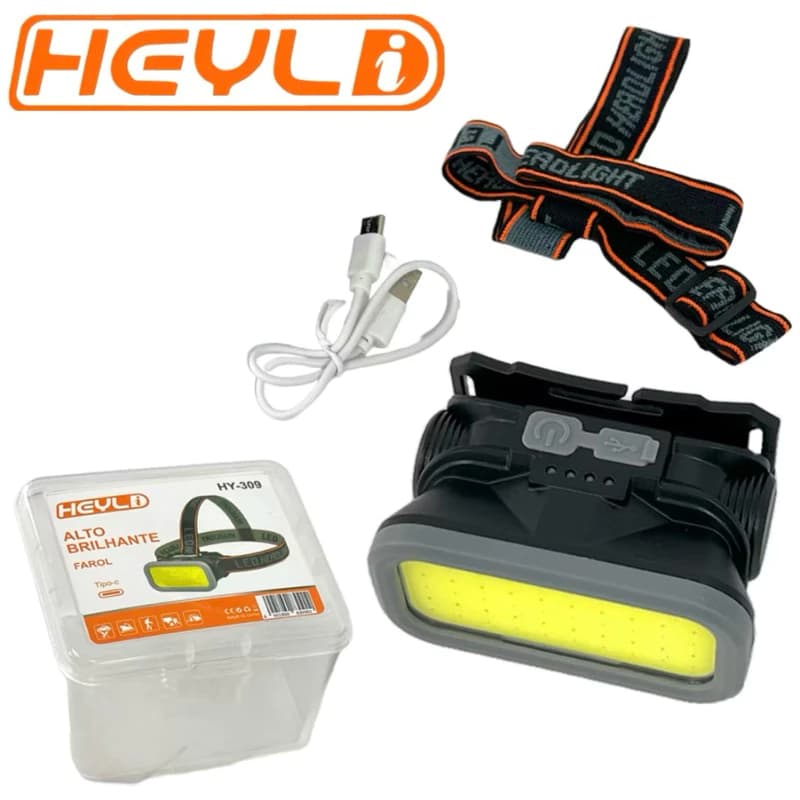 Potente Lanterna de Cabeça Recarregável com 4 Modos de Luz TOP