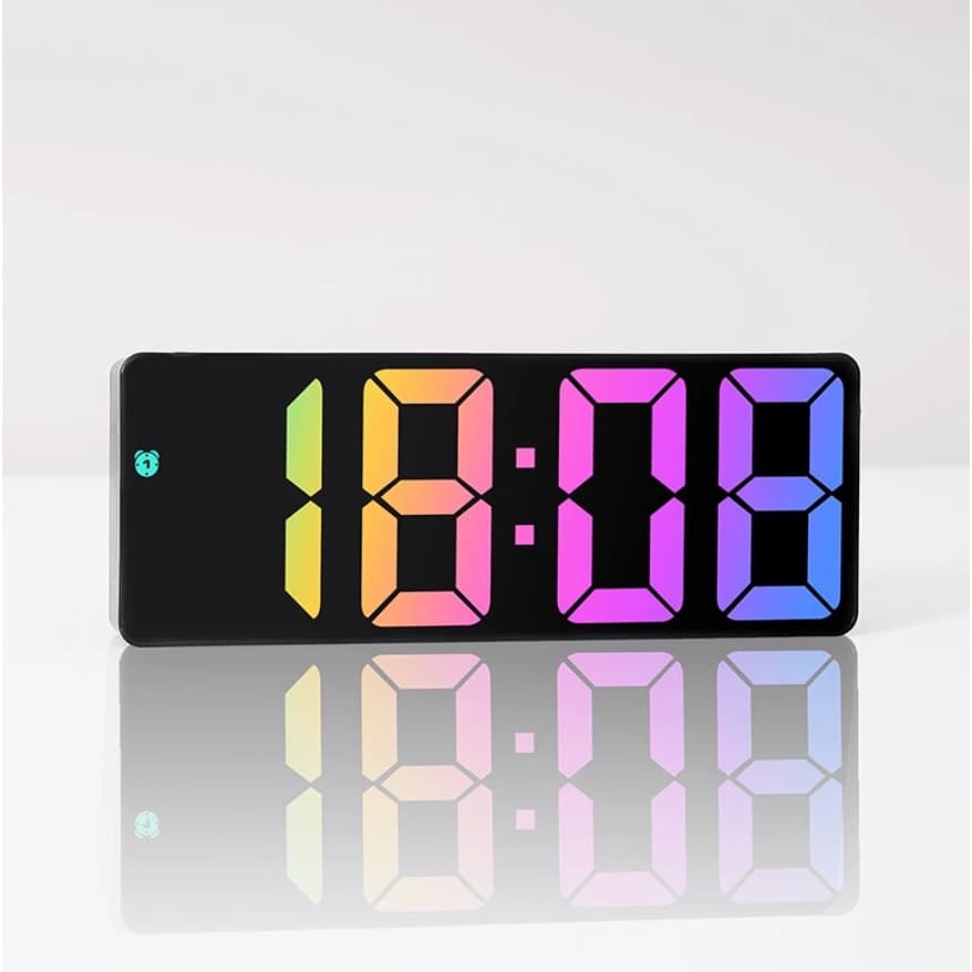Relógio Digital LED De Tela Grande Colorido Com Tempo Mesa Data Com Despertador