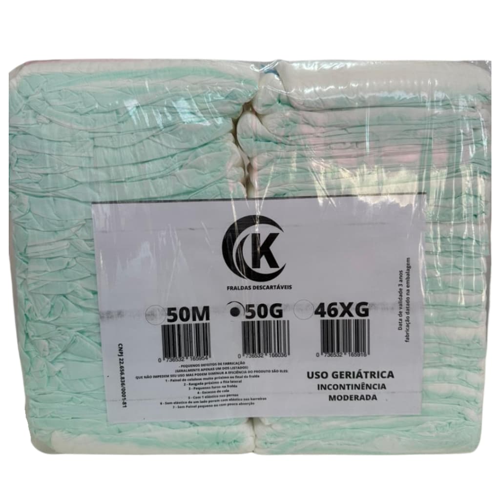 Fralda Geriátrica Adulto Segunda Linha Tamanhos M/G e XG Incontinência Moderada