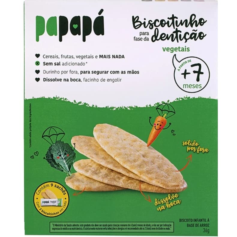 kit 3 Biscoitinho Papapá Para Dentição Orgânico Vegetais 36g