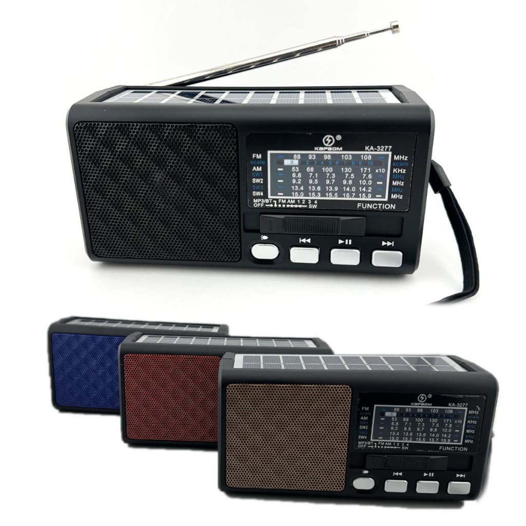 Rádio Portátil Bluetooth Painel Solar Rádio com lanterna FM AM SW USB TF