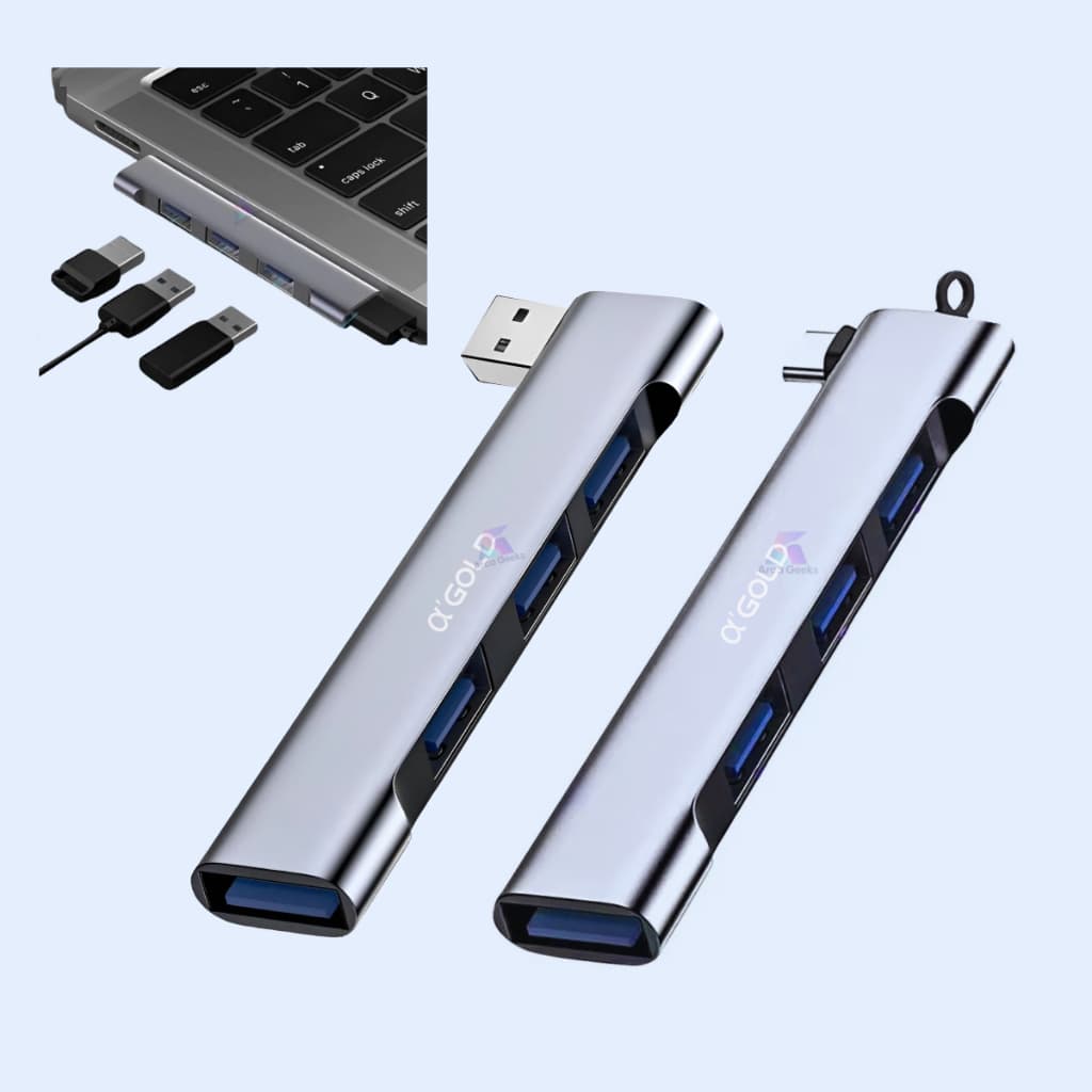 HUB USB USB3.0 OTG Type C 5Gbps Multi Splitter 4 Em 1Teclado, Mouse, Notebook, Celular, Câmera DSLR