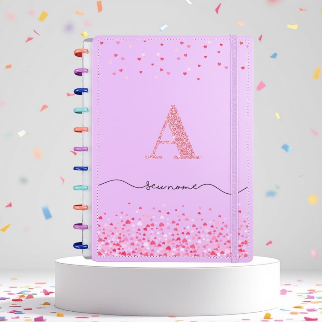 Caderno de Discos Capa Dura 80 Folhas A4 ou A5 Personalizado - Nome e Inicial