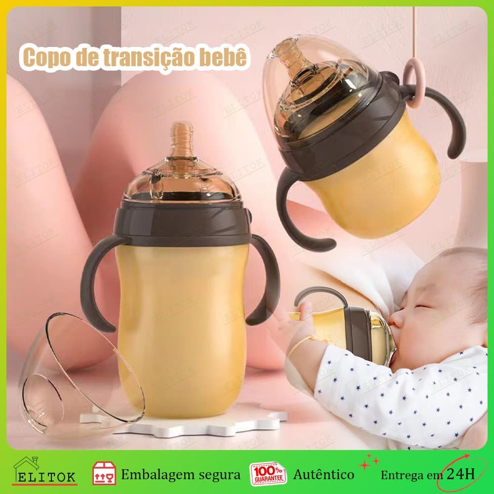 Mamadeira Que Imita O Peito Da Mãe Garrafa De Água De Silicone Nano Com Alça 150ML/240ML 0 A 36 Meses