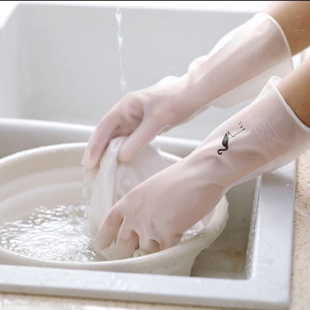 Luvas de lavar louça de cozinha, borracha durável, roupas finas e impermeáveis ​​para tarefas domésticas