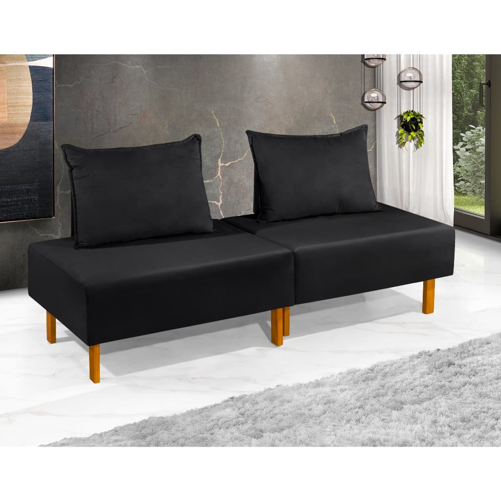 Sofá Cama Dobrável Para Camping Com Encosto P/ Acomodar Visitas Portátil Preto - Produto Em Estoque