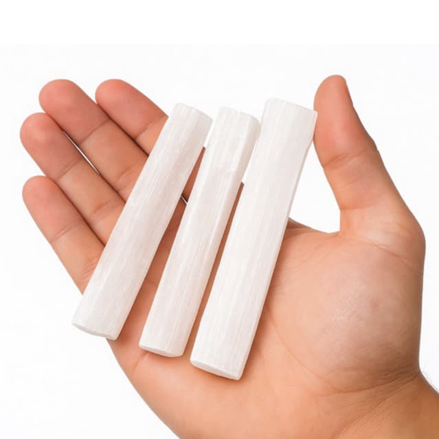 Bastão de Selenita Branca P Bruta Natural limpeza energética e paz espiritual