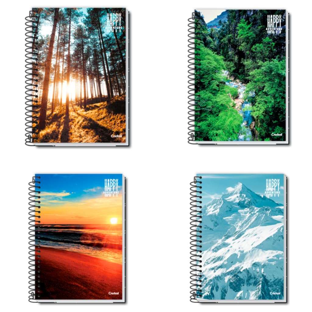 Caderno Espiral 48 e 96 Folhas Pequeno Capa Flexível Credeal