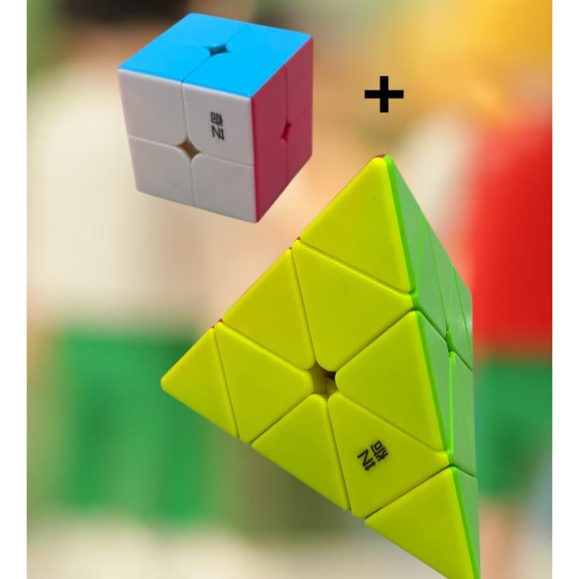 Kit Cubo Magico speed cube Profissional Pirâmide QIYI + 2x2x2 cubo magico QIYI