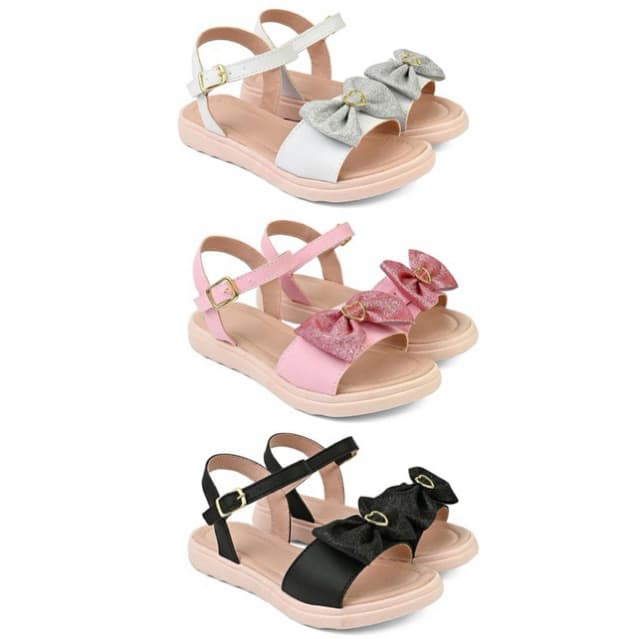 Sandália infantil menina laço lindo sair festa aniversario casamento Rosa Branco Preto