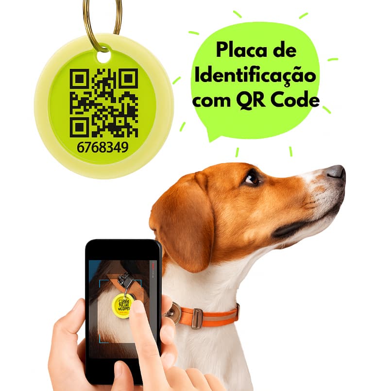 QR Code para Cachorro Gato Coleira de Identificação Pet Medalha Pingente Tag