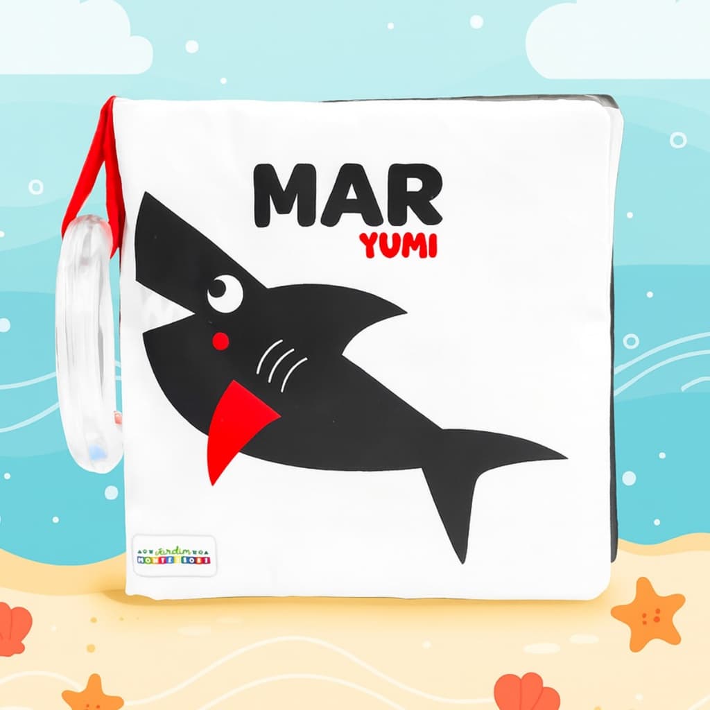 Livro De Pano Macio Para Bebês Alto-contraste Animais Marinhos Sensorial Bebê Chocalho 0 A 6 Meses Montessori