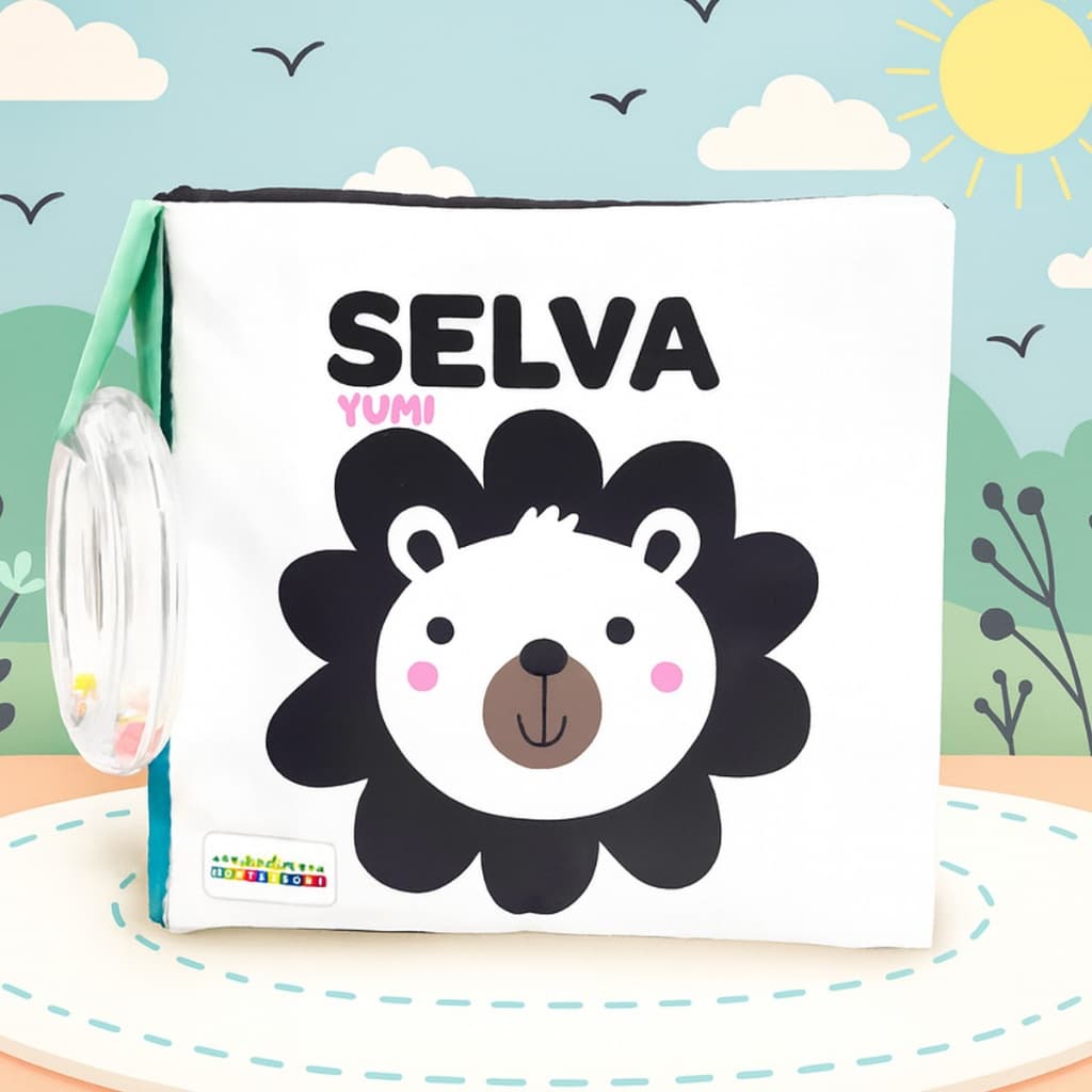 Livro De Pano Macio Para Bebês Alto-contraste Animais Selva Sensorial Bebê Chocalho 0 A 6 Meses Montessori