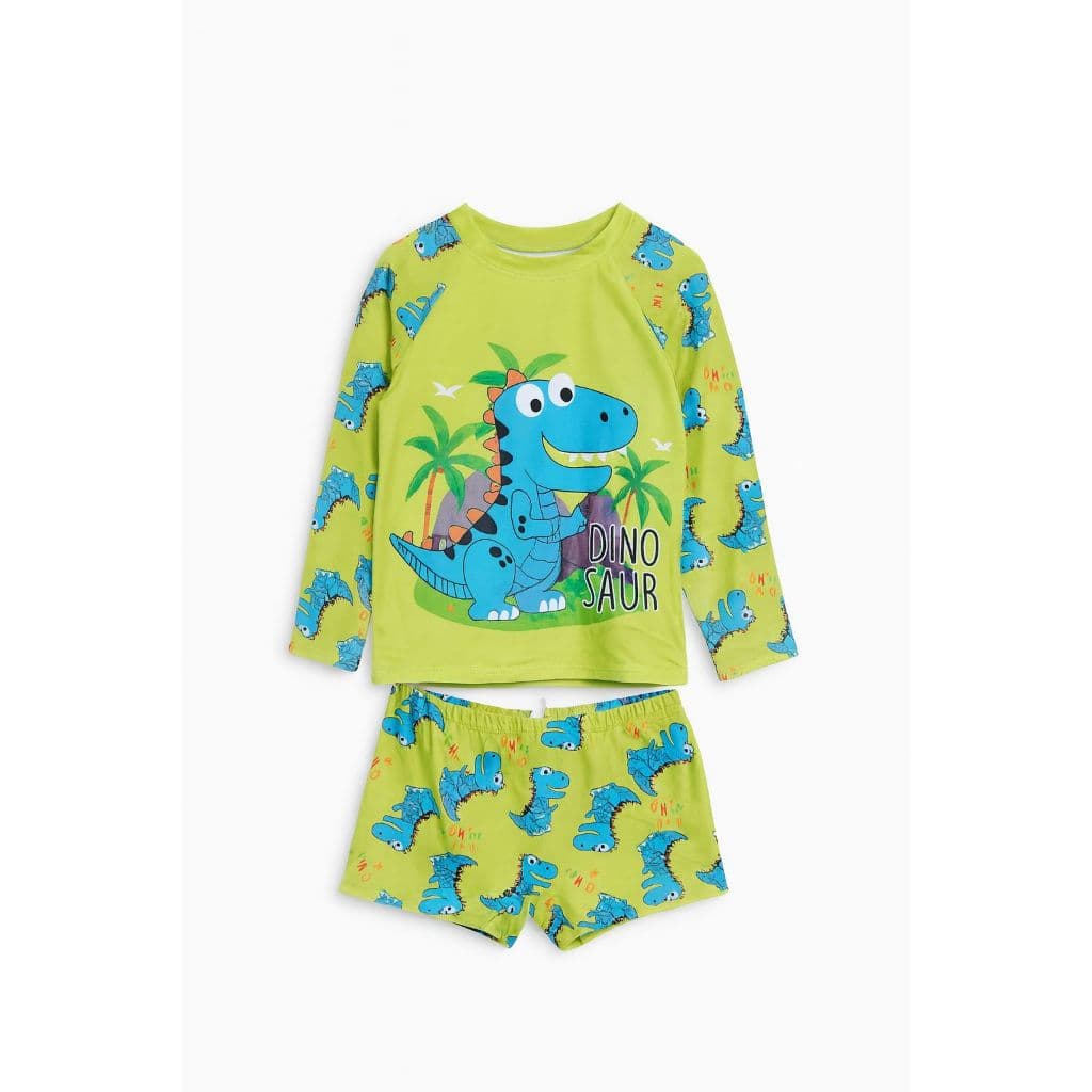 Conjunto Infantil de Bebê Menino Forro Duplo Sunga + Camisa Proteção UV Verão