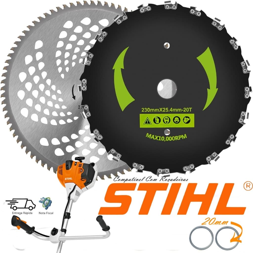 Kit Disco / Lâmina Para Roçadeira Stihl FS80, FS85, FS120, FS160, FS220, FS280, FS290, FS350, FS380+