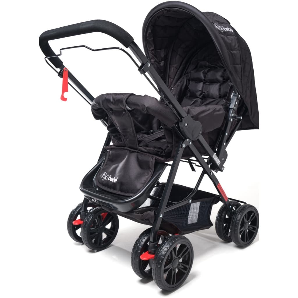 Carrinho De Bebê Passeio Vira Berço 3 Posições Dobrável Alça Cabo Reversível Até 15 Kg Para Menina Menino