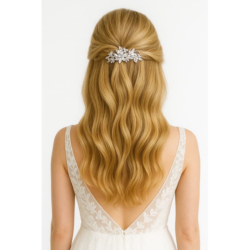 Enfeite arranjo de cristal prata pente para penteados casamento acessório chic noivas madrinhas floristas