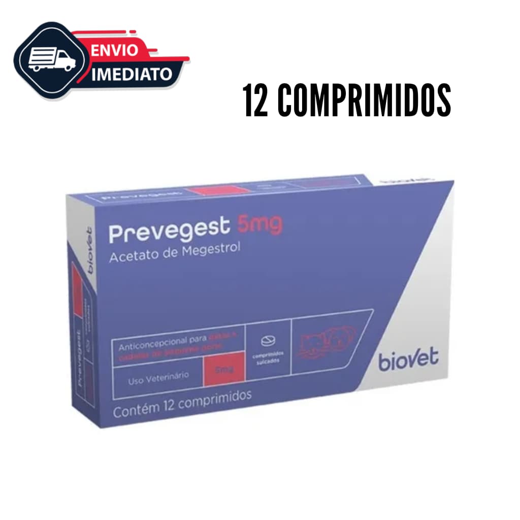 ANTI CIO PARA CADELAS E GATAS Prevegest 5mg OU 20mg - 12 Comprimidos - Biovet