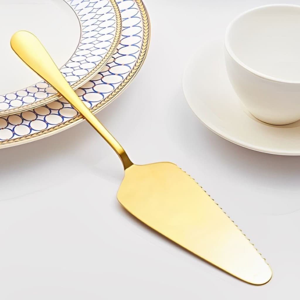 Espatula Aço Inox Dourada Para Bolo Torta de Servir 22,5 Mesa Posta