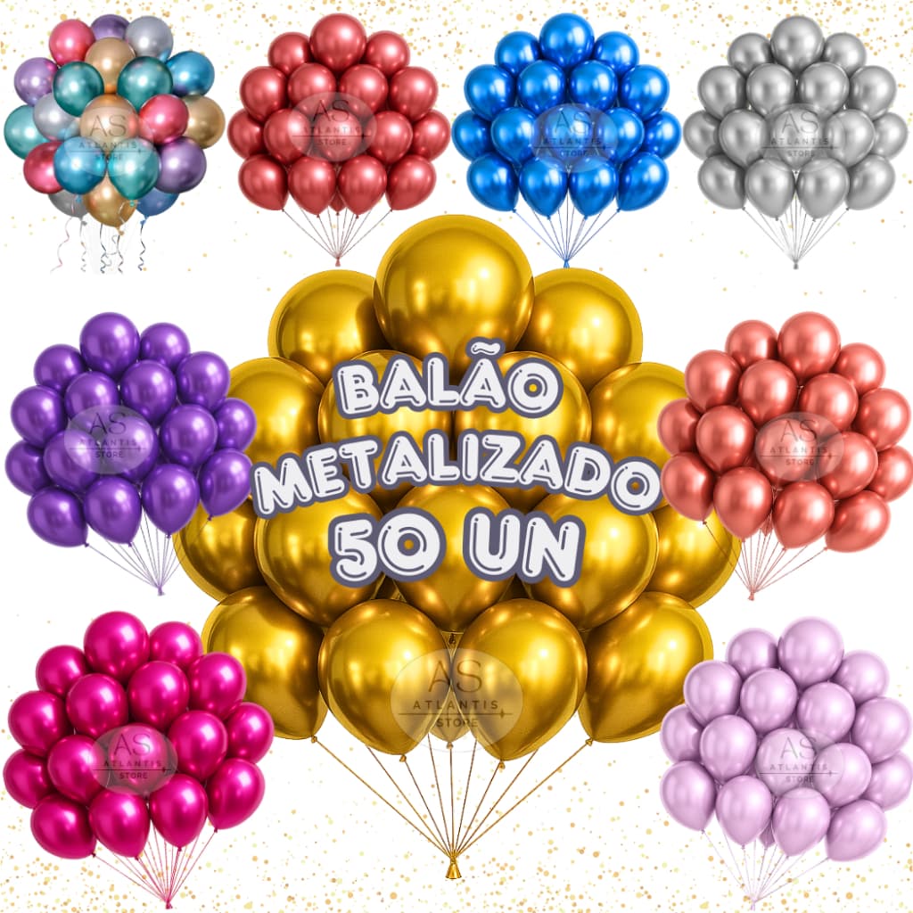 50 Balão Bexiga Metalizada Nº 10 Decoração De Festa Metalizada Aniversário Casamento Evento Painel