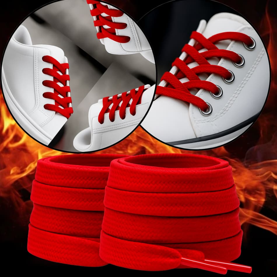 Par de Cadarço Infantil Chato 70 cm Vermelho – para Calçados do 18 ao 27 Qualidade Escola Renove