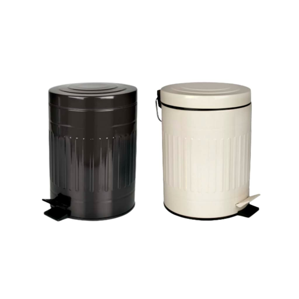 Lixeira Retro 5 Litros Vintage Aço Preto ou Bege MOR