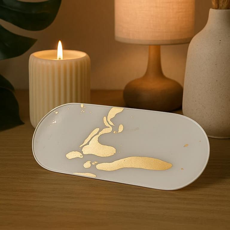 BANDEJA DE VIDRO Marmorizado Decoração Minimalista Decorativo Elegante Luxo Presente Lavabo Sala Kit