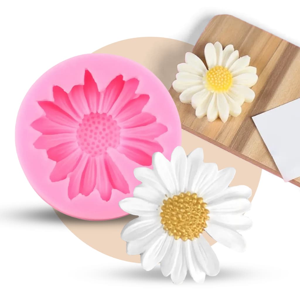 Molde Silicone Margarida Para Sabonete Resina Biscuit Vela Cor Rosa 1 Cavidade