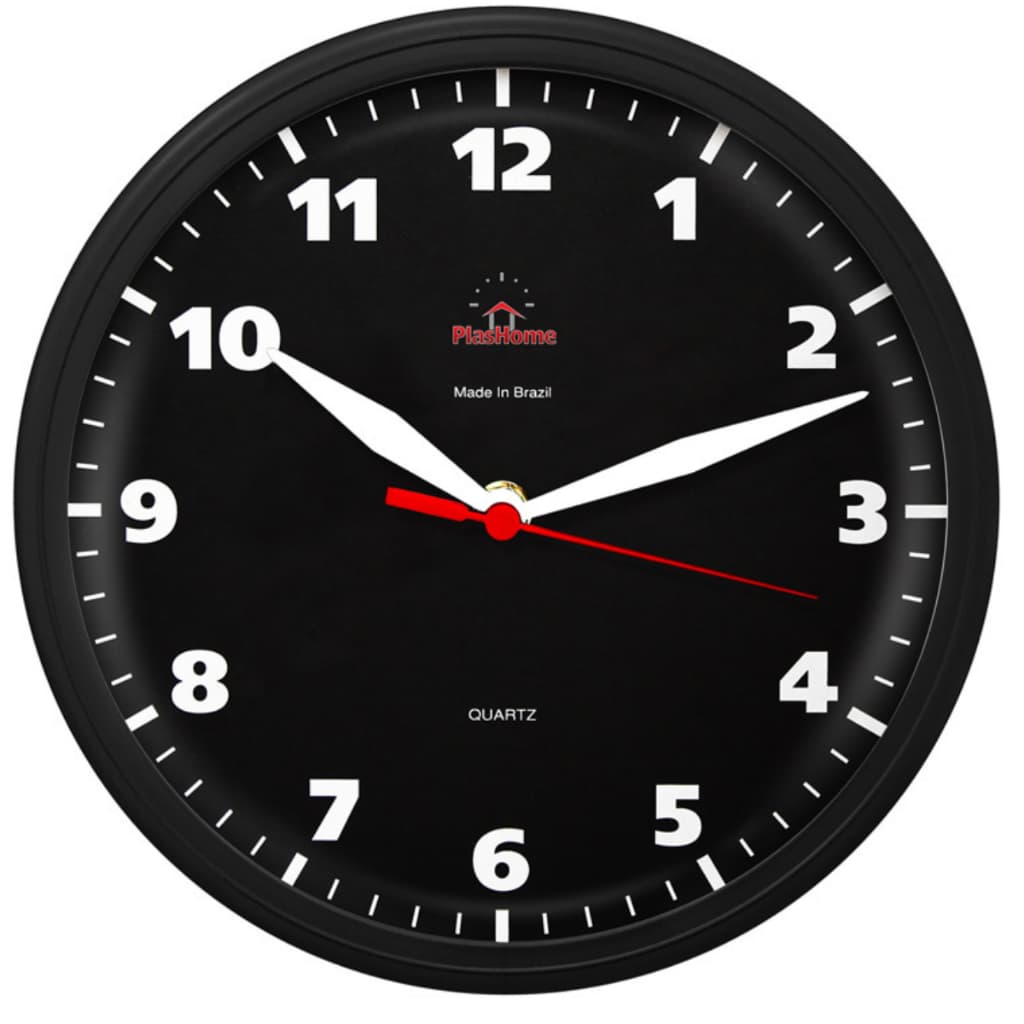 Relógio de Parede Redondo Ômega Preto Preto Plashome Sala cozinha e escritório