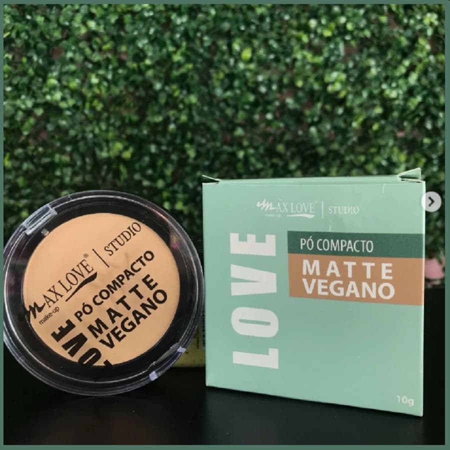 Pó Compacto 100% Vegano Max Love – Alta Cobertura, Toque Aveludado e Longa Duração | Cores 40 a 44