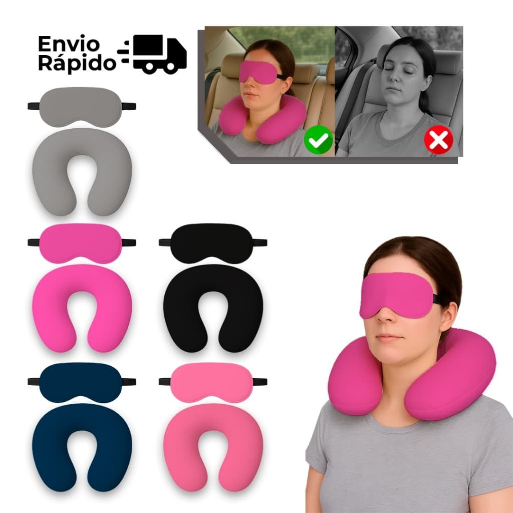 Kit  almofada de pescoço + mascara para dormir Tampa olho descanso viagens