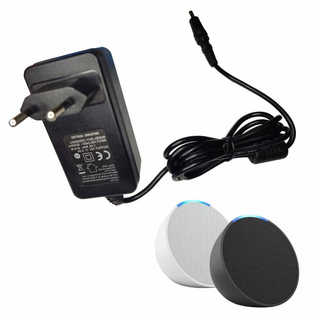 Fonte Para Amazon Alexa Echo Pop - Bivolt ( Cabo De Força / Cabo De Energia / Carregador ) - R2598