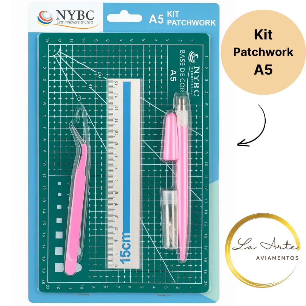 Kit base de corte 22x15 A5 com régua, estilete de precisão e pinça da NYBC