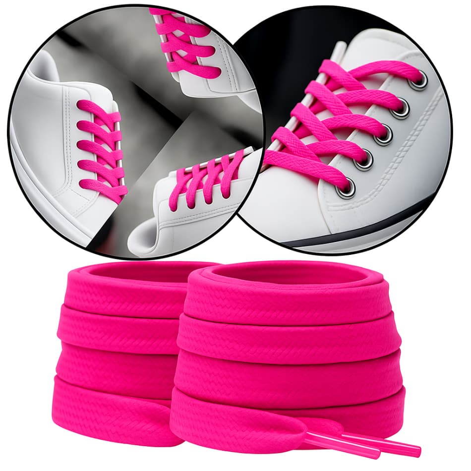 Par de Cadarço Infantil 70 cm Rosa Chiclete Pink  – Cheios de Estilo para Calçados do 18 ao 27 Flat